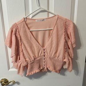 Altar'd State Pink Ruffled Blouse